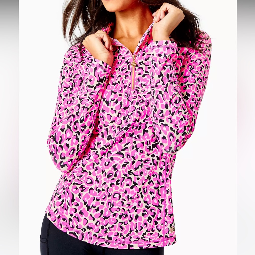 Lilly Pulitzer L Luxletic Upf 50+ Justine Pullover Pink Topaz My Favorite Spot